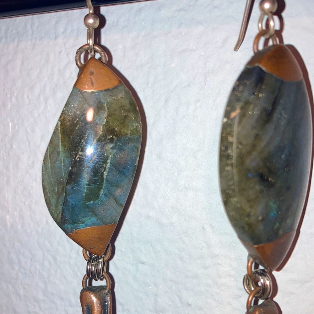 Free People Copper, Crystal Quartz, And Labradorite Dangle Earrings - Picture 6 of 11